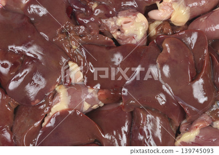 Raw Chicken Livers Texture Background Raw Chicken Livers Texture Background 139745093