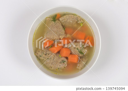 Chicken Liver Dumpling Soup in Bowl 139745094