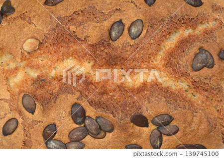 Pumpkin Seeds Bread Crust Texture Close Up Pumpkin Seeds Bread Crust Texture Close Up 139745100
