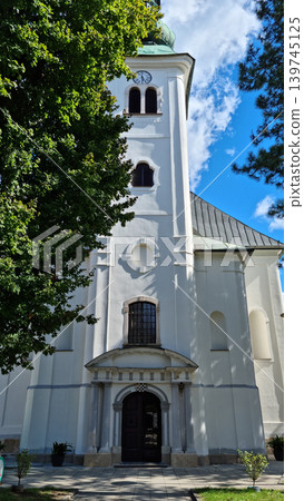 Front facade of the Church of Saint John the Baptist in Nova Ves Front facade of the Church of Saint John the Baptist in Nova Ves 139745125