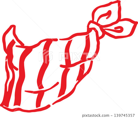 Cowboy Summer Decoration Striped Bandana Whimsical Hand Drawn 139745357