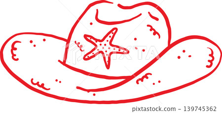 Coastal Summer Starfish Cowboy Hat Whimsical Hand Drawn Coastal Summer Starfish Cowboy Hat Whimsical Hand Drawn 139745362