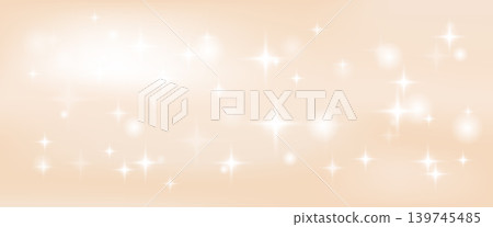 Beige nude shimmer backdrop with golden glitter on gentle bokeh sparkle. Glamour shine with soft glow for beauty promo presentation and fashion invite. Luxury vector beige nude background in cream 139745485