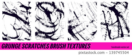Brush background set with scratch stroke and messy ink scribble as grunge poster set. Abstract brush marks on background with crack spray for post. Dynamic punk vector with graffiti for sport design Brush background set with scratch stroke and messy ink scribble as grunge poster set. Abstract brush marks on background with crack spray for post. Dynamic punk vector with graffiti for sport design 139745504