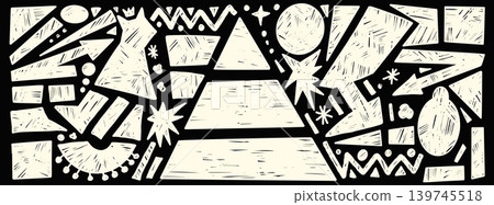 Egypt geometric white chalk shape with pencil and crayon texture figures set. Abstract egypt design for playful kid doodle and poster card. Hand drawn vector set with striking geometric elements Egypt geometric white chalk shape with pencil and crayon texture figures set. Abstract egypt design for playful kid doodle and poster card. Hand drawn vector set with striking geometric elements 139745518