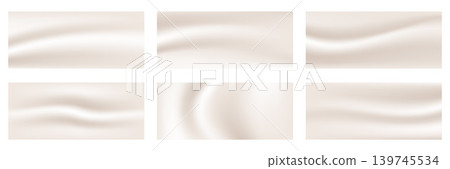 Nacre gradation tiles with smooth pearl silk waves for packaging and label. Soft cream gradient collection in plain abstract and pastel tones. Vector beige nacre gradation set isolated Nacre gradation tiles with smooth pearl silk waves for packaging and label. Soft cream gradient collection in plain abstract and pastel tones. Vector beige nacre gradation set isolated 139745534
