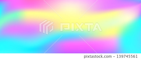 Iridescent gradient wave with soft rainbow flow for stationery card. Pastel hologram and bright gradient haze on gentle backdrop. Vector iridescent foil with dreamy mood and magic vibe Iridescent gradient wave with soft rainbow flow for stationery card. Pastel hologram and bright gradient haze on gentle backdrop. Vector iridescent foil with dreamy mood and magic vibe 139745561