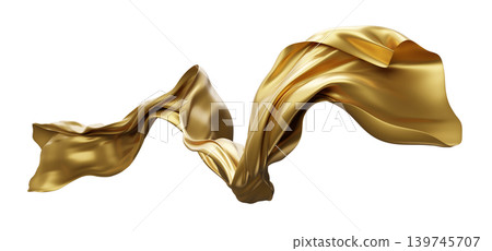 Gold luxury fabric isolated on white background 3D render Gold luxury fabric isolated on white background 3D render 139745707
