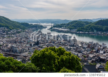 A panoramic view of the Onomichi Channel and the Seto Inland Sea from Senkoji Park. A panoramic view of the Onomichi Channel and the Seto Inland Sea from Senkoji Park. 139745812