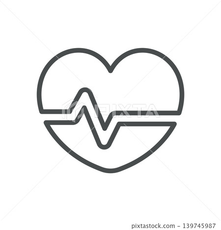 Arrhythmia Heart Icon. Cardiology Pulse Outline Line Symbol with ECG Wave, Heartbeat, Editable Stroke Vector Isolated on White Background Arrhythmia Heart Icon. Cardiology Pulse Outline Line Symbol with ECG Wave, Heartbeat, Editable Stroke Vector Isolated on White Background 139745987