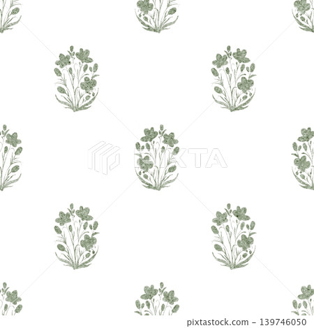 Cottagecore Floral Pattern Graphic Hand Drawn 139746050