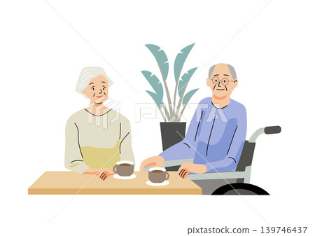 「溫柔福利與關懷系列」:老年男女享受咖啡時光 「溫柔福利與關懷系列」:老年男女享受咖啡時光 139746437