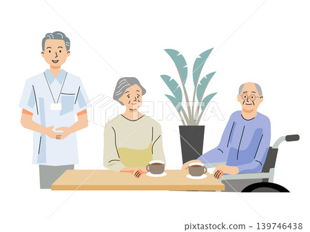 「溫柔福利與關懷系列」：老年男女享受咖啡時光 139746438