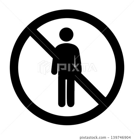 Monochrome pictogram of a person in a restricted area. Monochrome pictogram of a person in a restricted area. 139746904