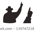 Cricket Umpire Silhouette Set. Back View Figure and Close-up Hand Gesture Out Signal. Isolated Black Minimalist Vector Illustration. 139747218