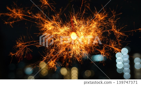 Cityscape and beautiful sparklers 139747371