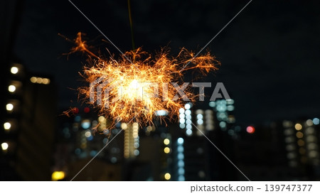 Cityscape and beautiful sparklers 139747377