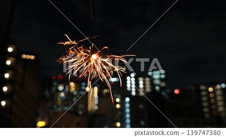 Cityscape and beautiful sparklers 139747380