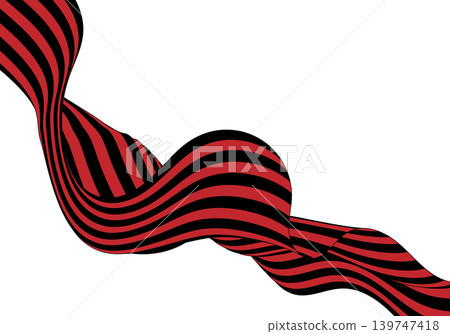 Abstract red and black wavy ribbon on white background. Eps 10 139747418