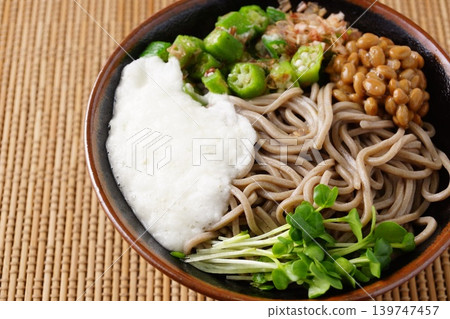 Natto and grated yam soba Natto and grated yam soba 139747457