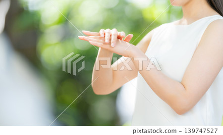 Fresh greenery, woman, beauty, hands Fresh greenery, woman, beauty, hands 139747527