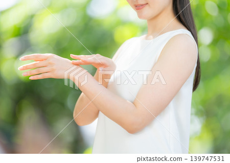 Fresh greenery, woman, beauty, hands Fresh greenery, woman, beauty, hands 139747531
