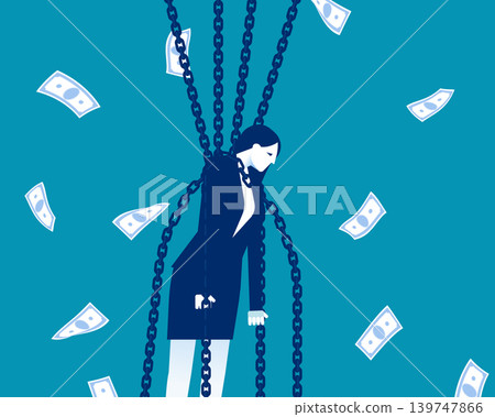 Debt pressure. Person with chained to leg showing financial burden Debt pressure. Person with chained to leg showing financial burden 139747866