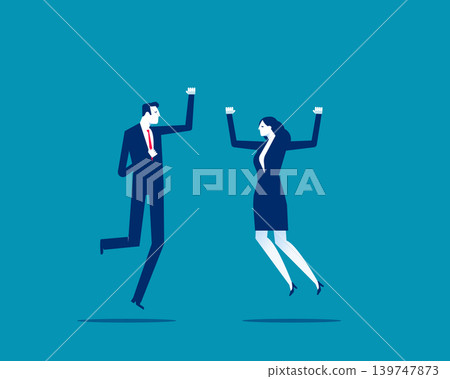 A happy business team who was jumping for joy. A happy business team who was jumping for joy. 139747873