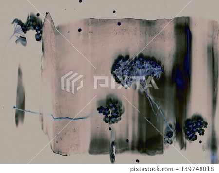 Abstract digital art of hydrangea flowers with moody scanography texture. Surreal floral silhouette with inverted colors and blue ink effects. Contemporary botanical backdrop with copy space. Abstract digital art of hydrangea flowers with moody scanography texture. Surreal floral silhouette with inverted colors and blue ink effects. Contemporary botanical backdrop with copy space. 139748018