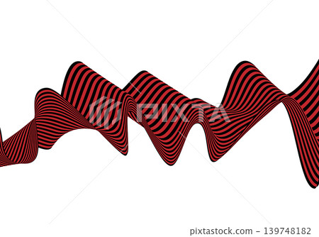 Abstract 3D wave with red and black stripes in op art style isolated on white background. Eps 10 Abstract 3D wave with red and black stripes in op art style isolated on white background. Eps 10 139748182