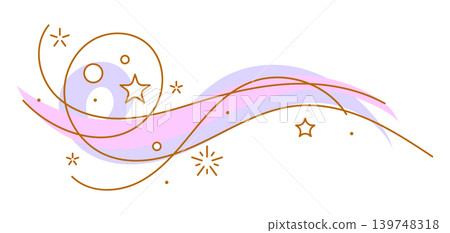Curls and waves with stars. Magic outline illustration. Line art style. Curls and waves with stars. Magic outline illustration. Line art style. 139748318