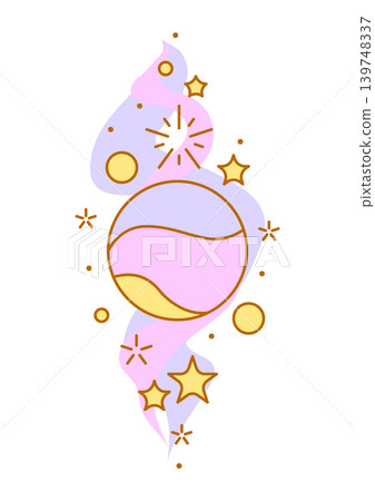 Magic celestial body and stars. Line art style. Magic celestial body and stars. Line art style. 139748337