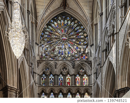 Gothic Westminster Abby Interior With Stained Glass Rose Window Gothic Westminster Abby Interior With Stained Glass Rose Window 139748521