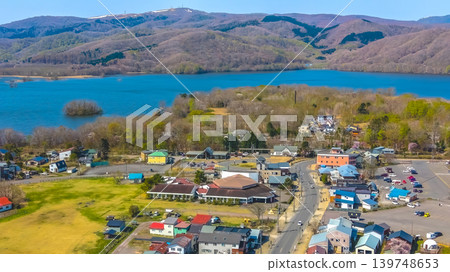 April 26 2026 Onumakoen Lakeside Town Aerial With Mountains 139748653