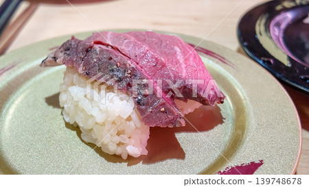 Seared beef nigiri aburi Japanese sushi Seared beef nigiri aburi Japanese sushi 139748678