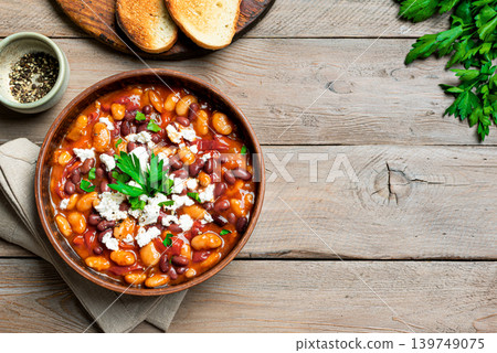 Greek Baked Beans with Feta Cheese Greek Baked Beans with Feta Cheese 139749075