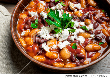 Greek Baked Beans with Feta Cheese Greek Baked Beans with Feta Cheese 139749077