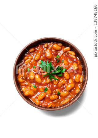 Chili Beans. White baked kidney bean isolated Chili Beans. White baked kidney bean isolated 139749166