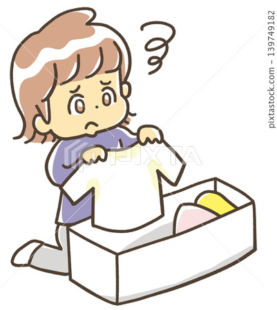 People who are disappointed to find yellow stains on clothes they took out during seasonal wardrobe changes. 139749182
