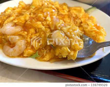 Stir-fried shrimp and eggs in chili sauce (Chinese cuisine) Stir-fried shrimp and eggs in chili sauce (Chinese cuisine) 139749320