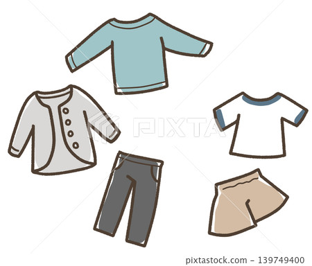 Spring, changing from winter clothes to summer clothes (blue, no arrow) 139749400