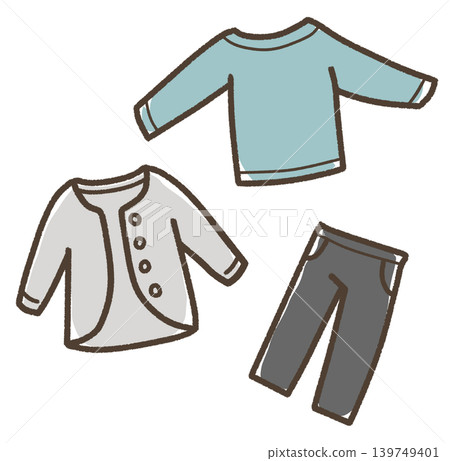 Long-sleeved shirt and long pants, spring, autumn, and winter clothing, blue. 139749401