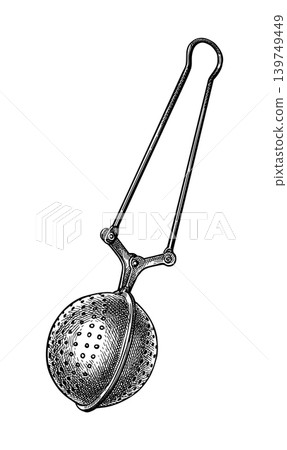 Mesh tea infuser ball ink sketch 139749449