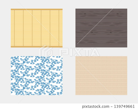 A set of 4 Japanese-style background wallpaper illustrations featuring tatami mats, wood grain, and bamboo blinds. A set of 4 Japanese-style background wallpaper illustrations featuring tatami mats, wood grain, and bamboo blinds. 139749661