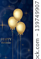 dark blue and golden design template for birthday greeting 139749907
