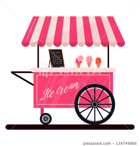 pink mobile stall with ice cream pink mobile stall with ice cream 139749908