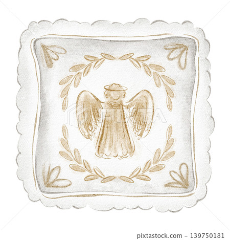 Angel Pillowcase Illustration Watercolor Hand Painted 139750181