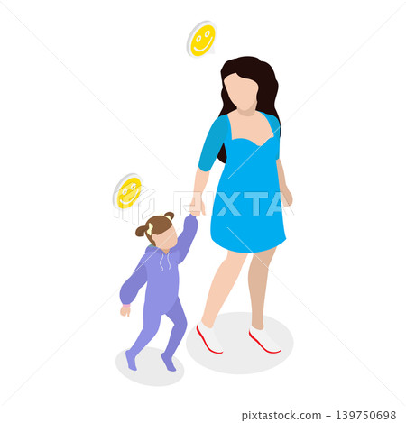 3D Isometric Flat Vector Illustration of Children Walking Skill Development, First Steps. Item 3 3D Isometric Flat Vector Illustration of Children Walking Skill Development, First Steps. Item 3 139750698