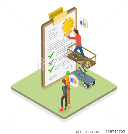 3D Isometric Flat Vector Illustration of Approve Checklist, Quality Seal Ensuring Accuracy And Legitimacy. Item 1 3D Isometric Flat Vector Illustration of Approve Checklist, Quality Seal Ensuring Accuracy And Legitimacy. Item 1 139750705