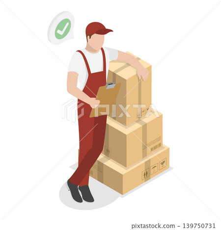 3D Isometric Flat Vector Illustration of Delivery Service, Collection Of Mail Carriers. Item 4 3D Isometric Flat Vector Illustration of Delivery Service, Collection Of Mail Carriers. Item 4 139750731